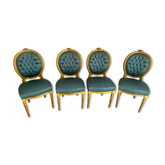Lot 4 Golden chair in gold leaf and silk seat