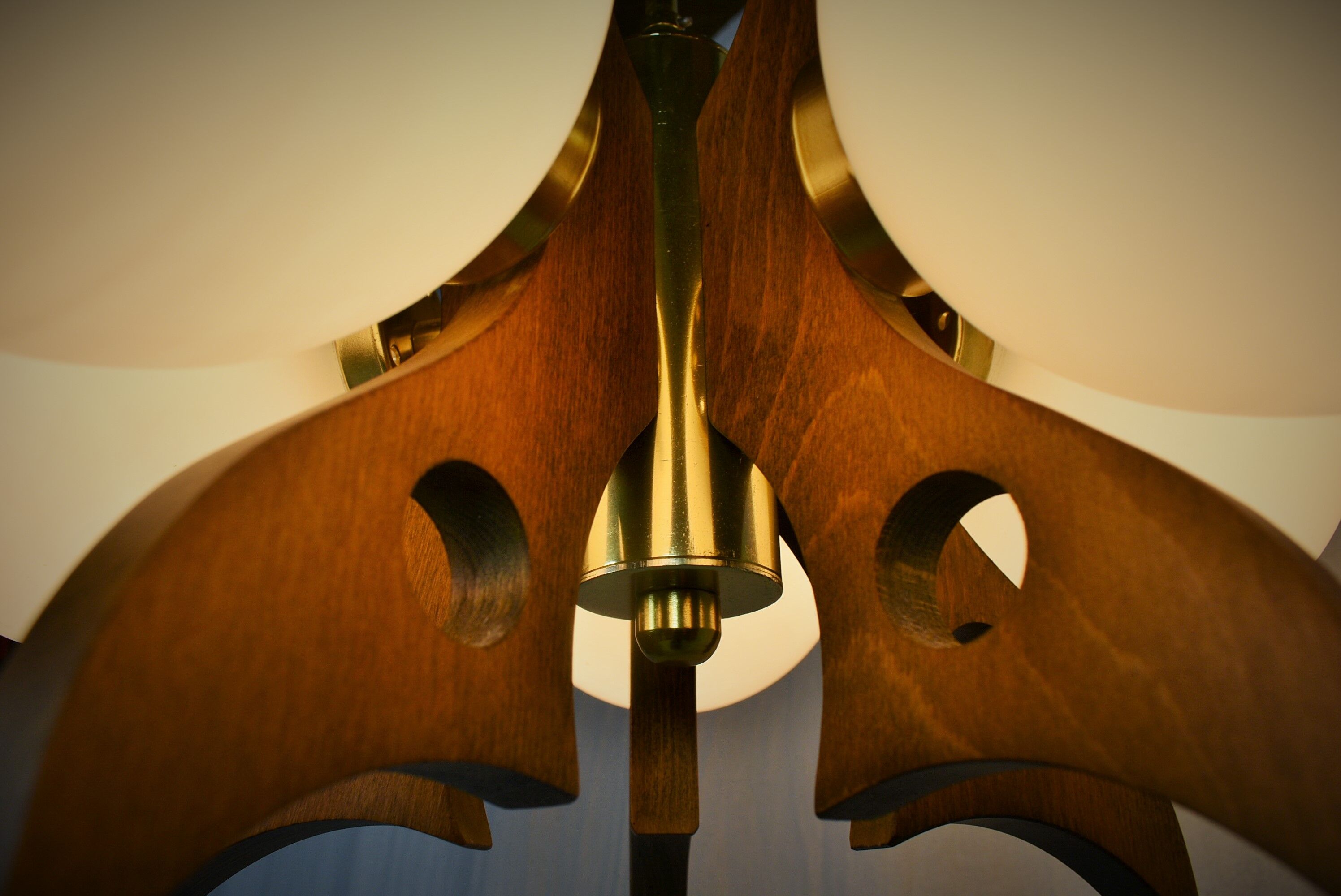 Midcentury Wood Chandelier, 1970s