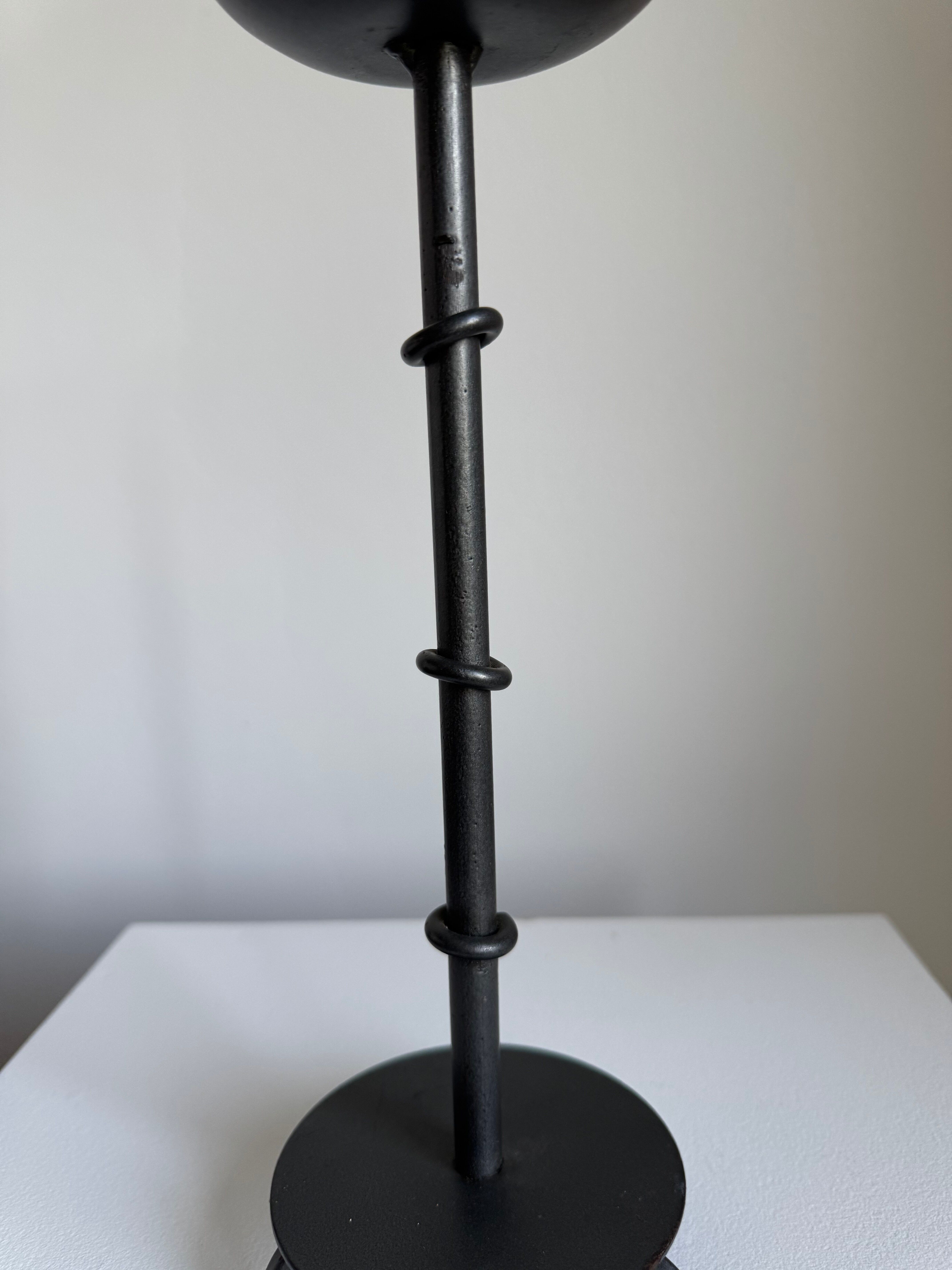 Vintage Brutalist Candle Holder In Anthracite Metal
