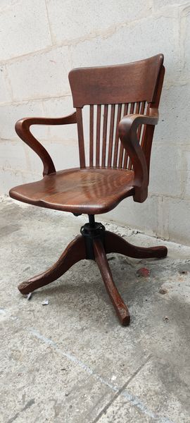 Old American office chair circa 1940 in oak