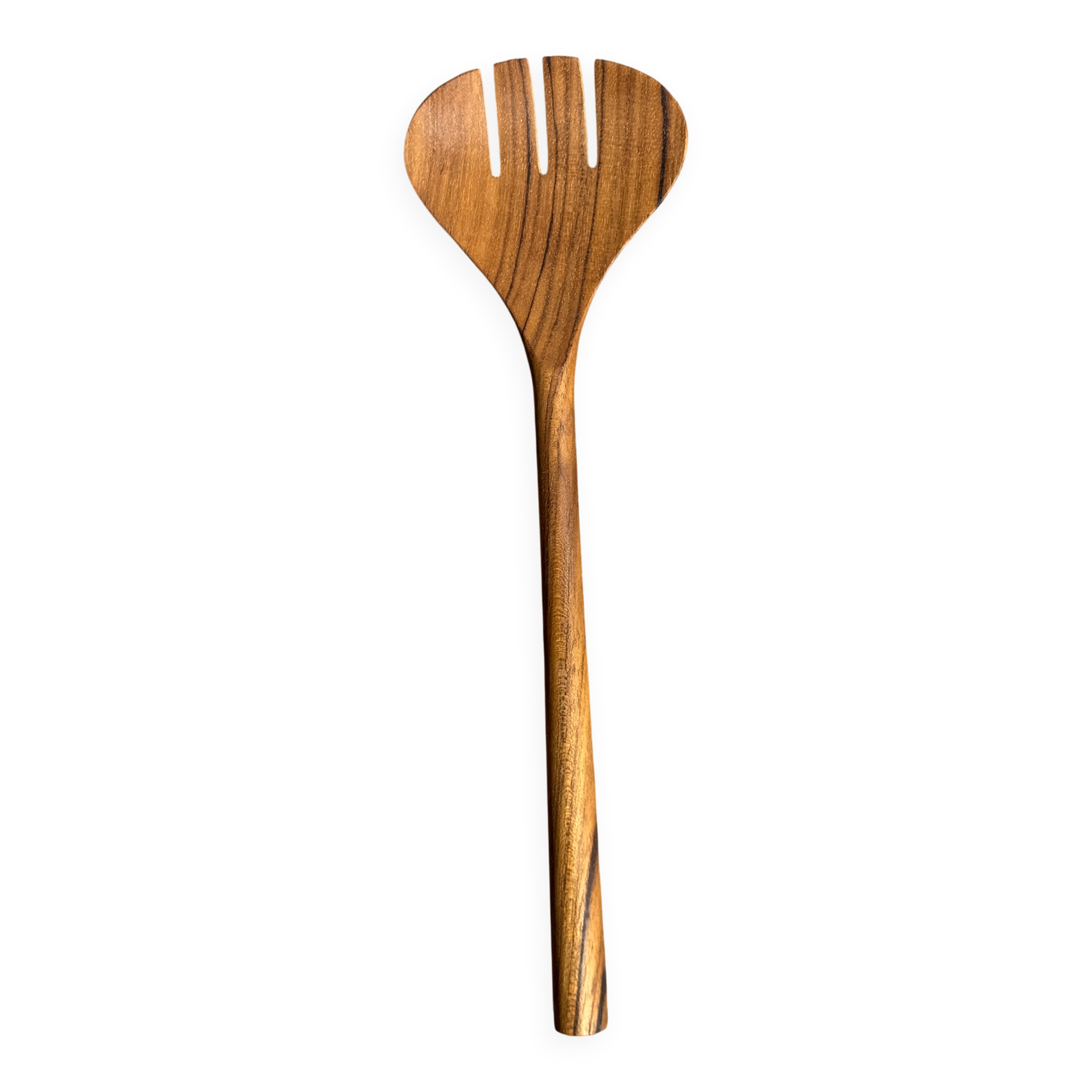 Salad server or large oval split teak spoon. L18 D8.5