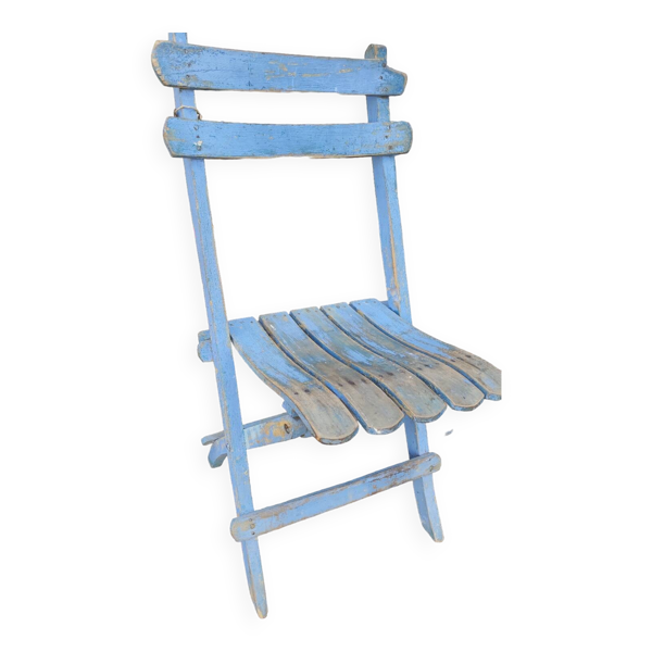 Chaise pliante de jardin en bois bleu