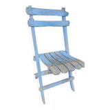 Vintage blue garden chair, wooden and folding