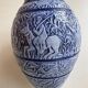 Grand vase bleu grès de sel années 60
