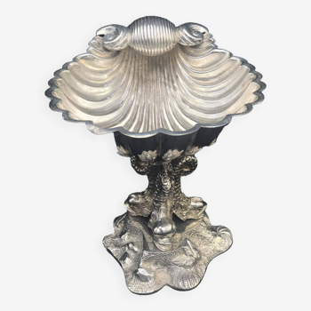 Plat coquille assiette a caviar metal argente William Hutton