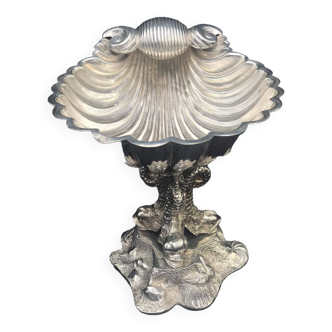 Plat coquille assiette a caviar metal argente William Hutton