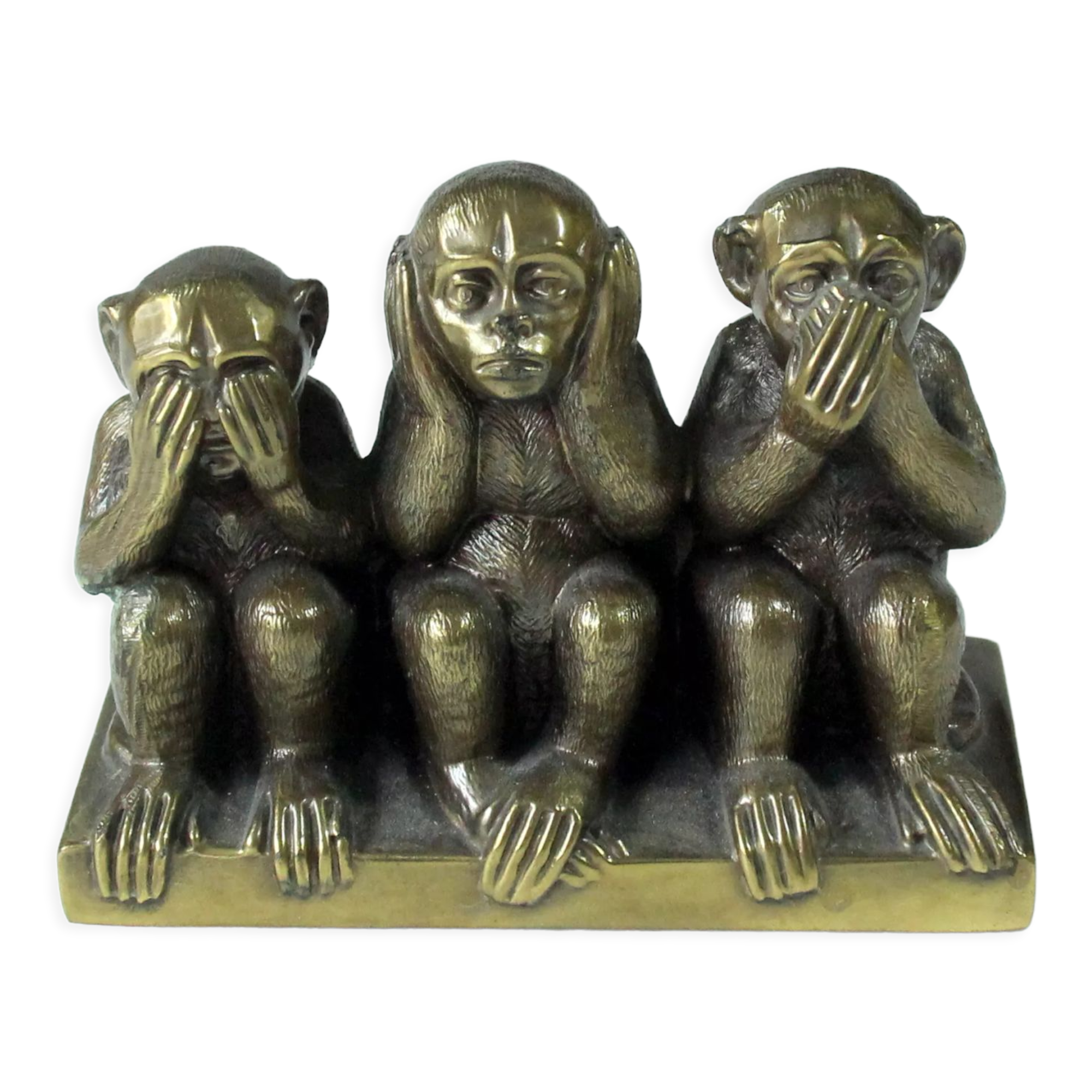 Presse-papiers singes en laiton, figurine, vintage des années 1950