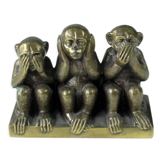 3 brass apes paperweight, figurine, vintage from the 1950s