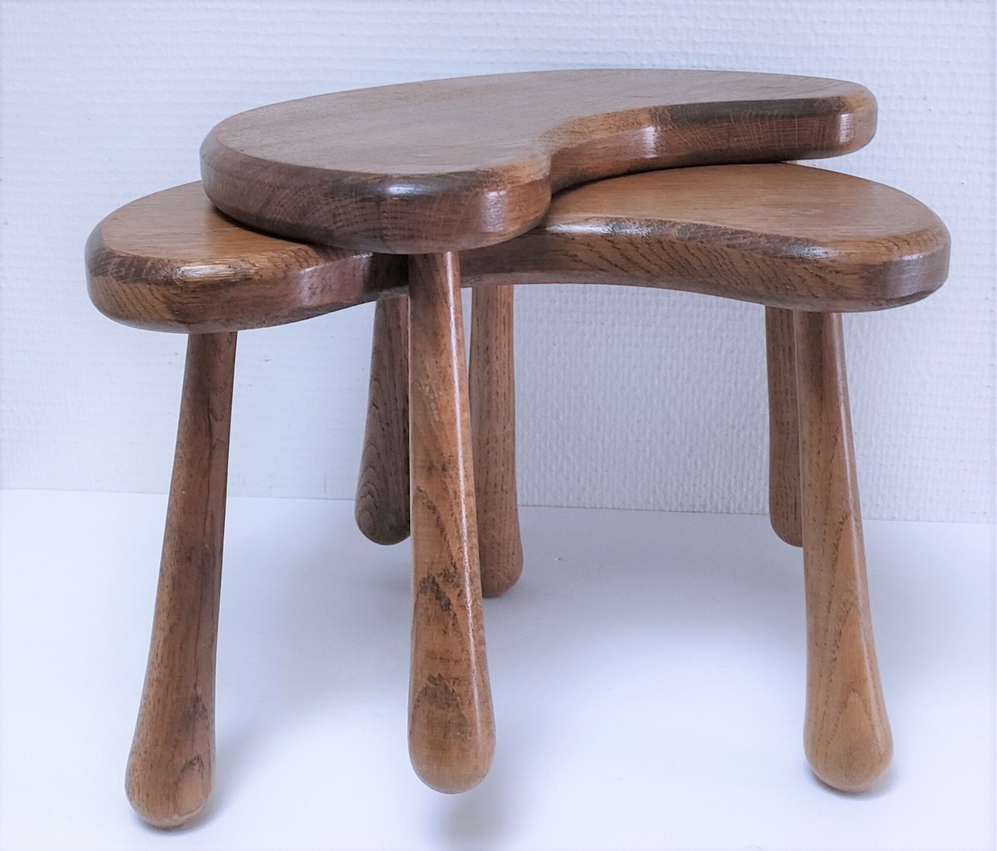 Pair of tripod stools feet solid wood solid wood vintage design