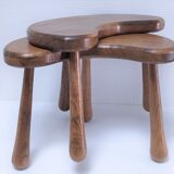 Pair of tripod stools feet solid wood solid wood vintage design