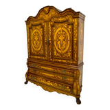 20th Century Dutch Trumeau Walnut with Maple Wood Inlays, Netherlands, 1950