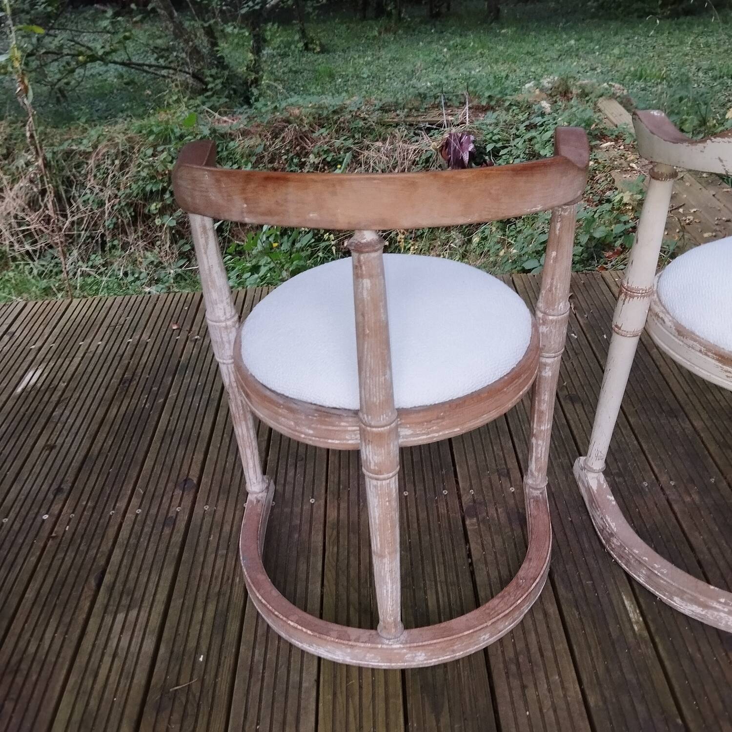 Pair of antique barrel armchairs