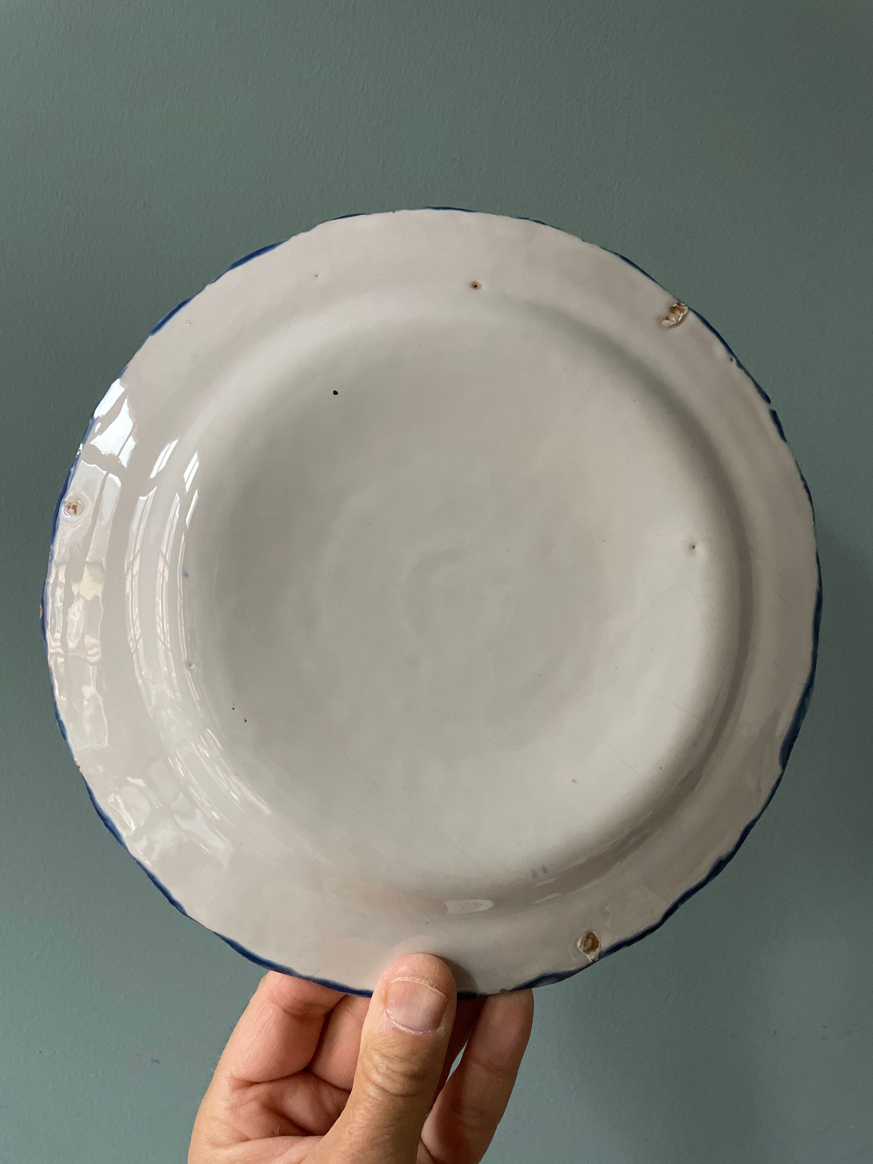 Set of 4 flat plates XIXth polka dots