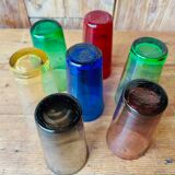 Set of 7 colored glasses 70s