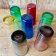 Set of 7 colored glasses 70s