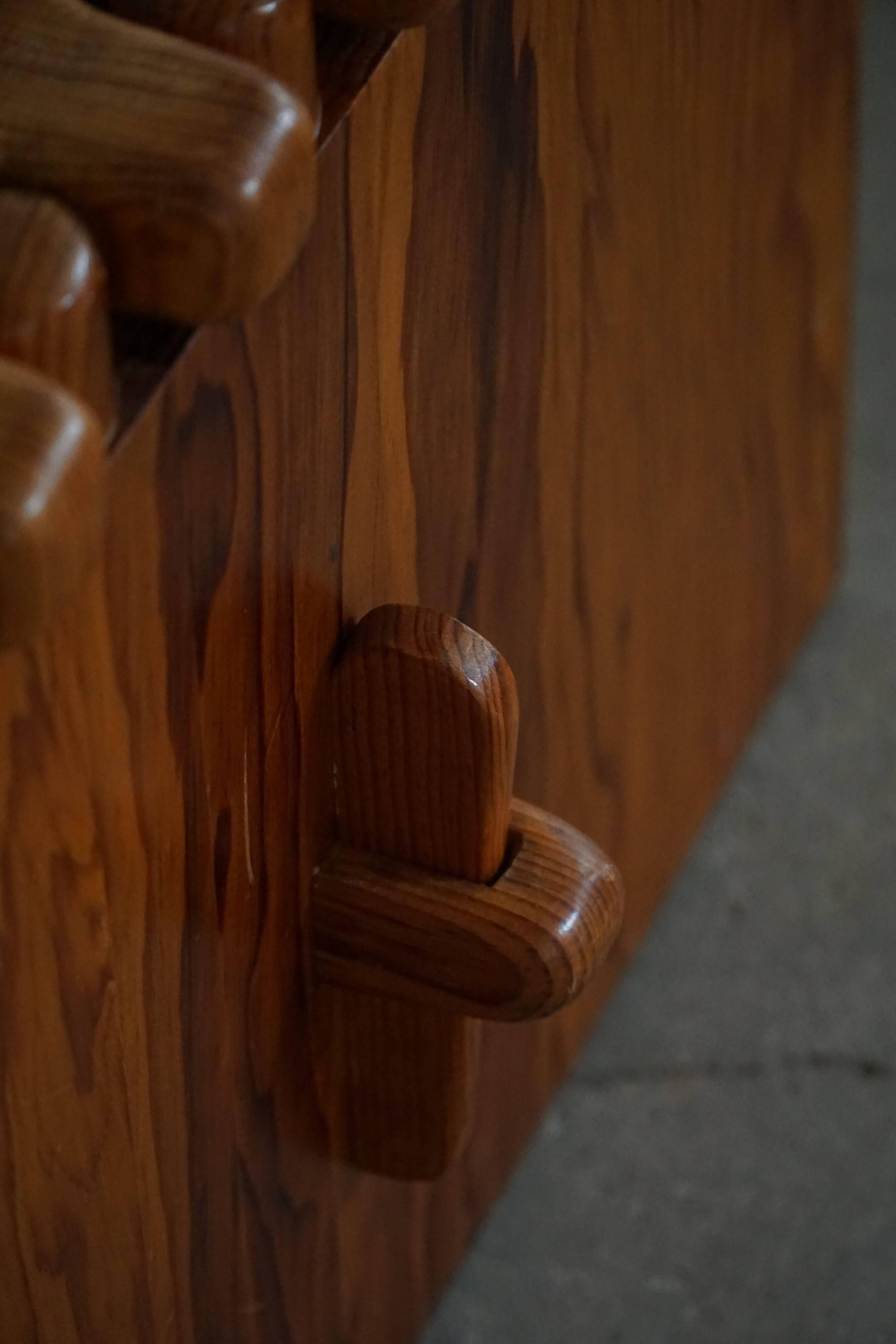 Large rectangular coffee table in solid pine, Danish modern, 1960s.