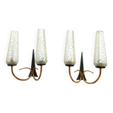 Pair of Mid Century Modern double wall sconce lights