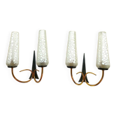 Pair of Mid Century Modern double wall sconce lights