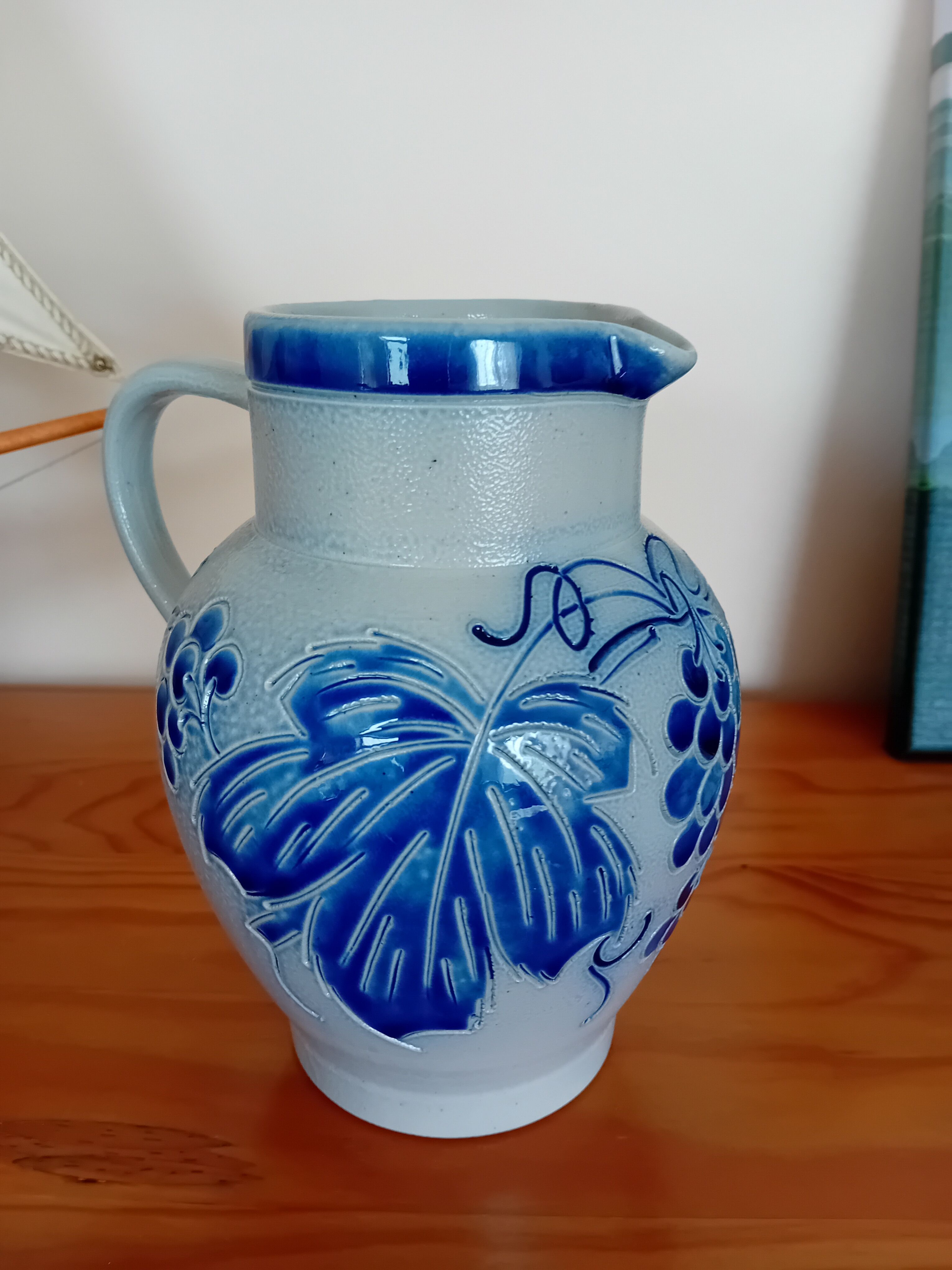 Large pitcher Alsace sandstone signed