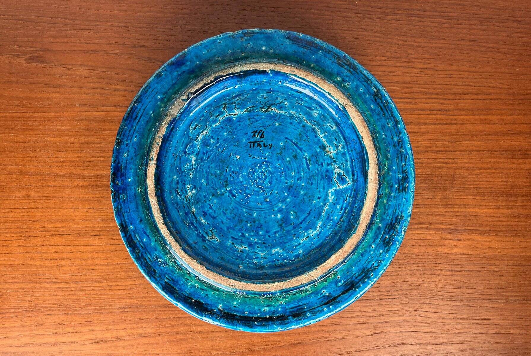 Large Mid-Century Modern Rimini Blu Pottery Bowl by Aldo Londi for Bitossi, Italy, 1960s