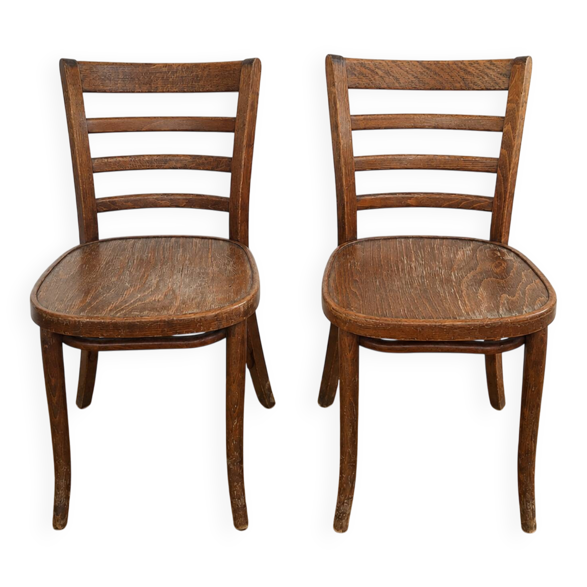 Lot de 2 chaises de bistrot vintage en bois
