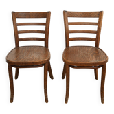 Set of 2 vintage wooden bistro chairs
