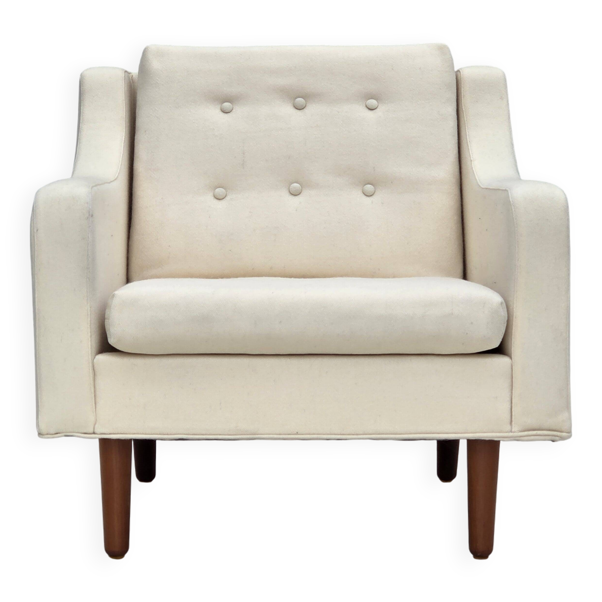 1970s, Danish loungechair, furniture wool, teak wood legs.