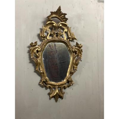 Golden wood mirror, italy early 20th century - 75x44cm