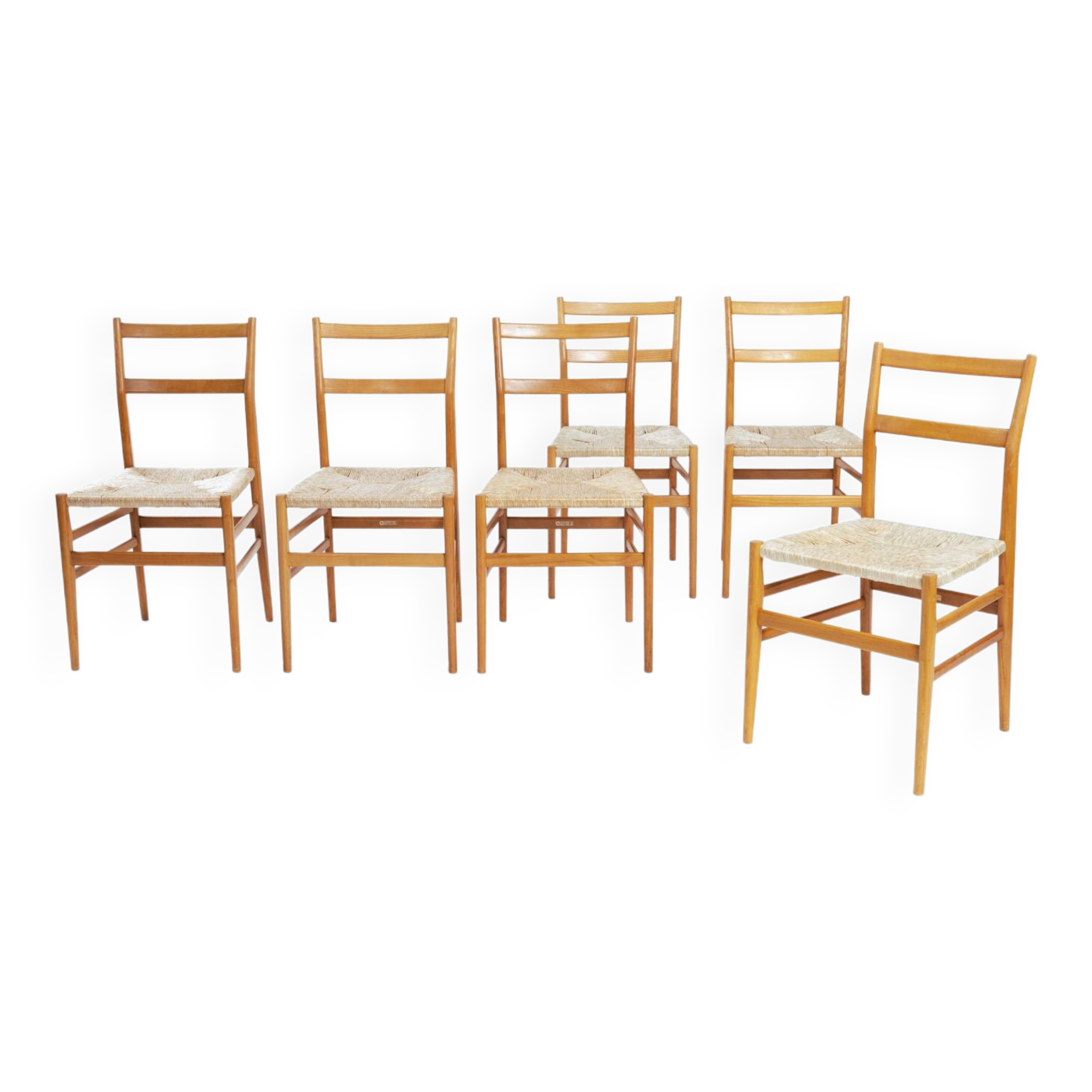 gio PintiCassina Leggera chairs, set of 6, early edition, 1960s