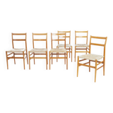 gio PintiCassina Leggera chairs, set of 6, early edition, 1960s