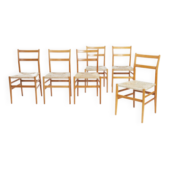 Chaises Gio PintiCassina Leggera, lot de 6, première édition, années 1960