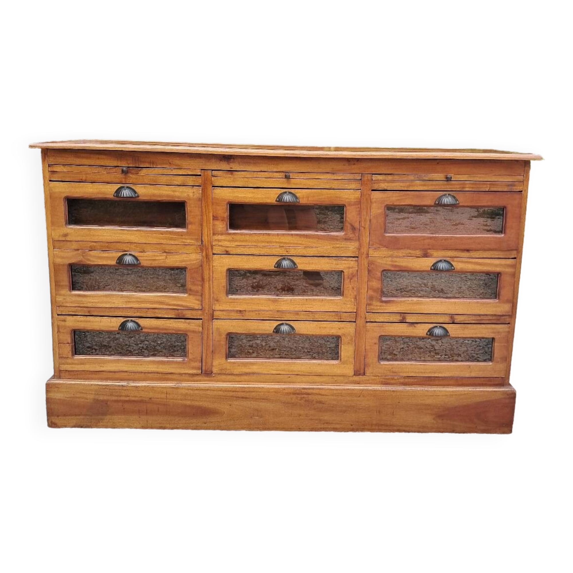 Commode grainetier 9 tiroirs vitrés