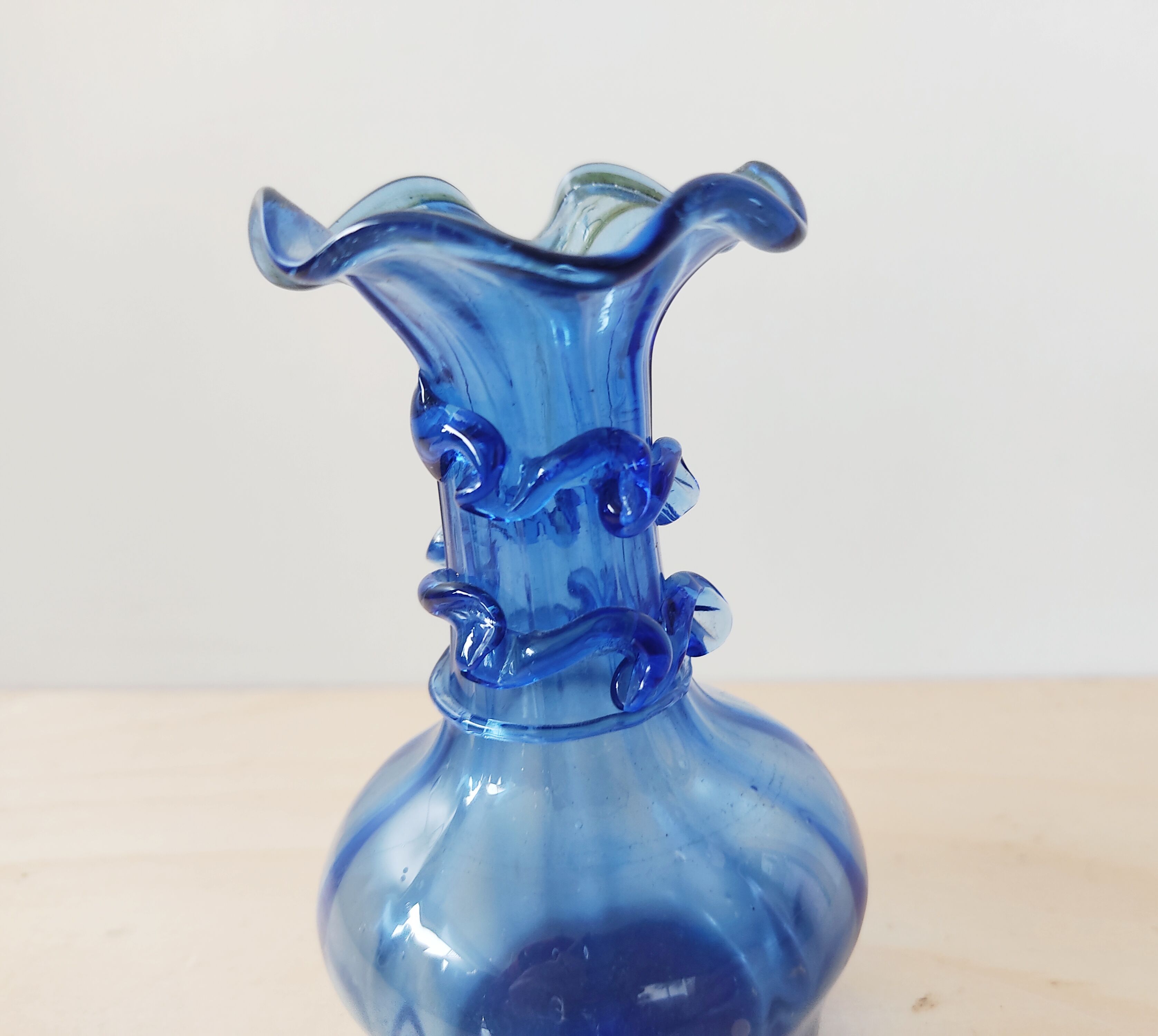 Vase in blown blue glass