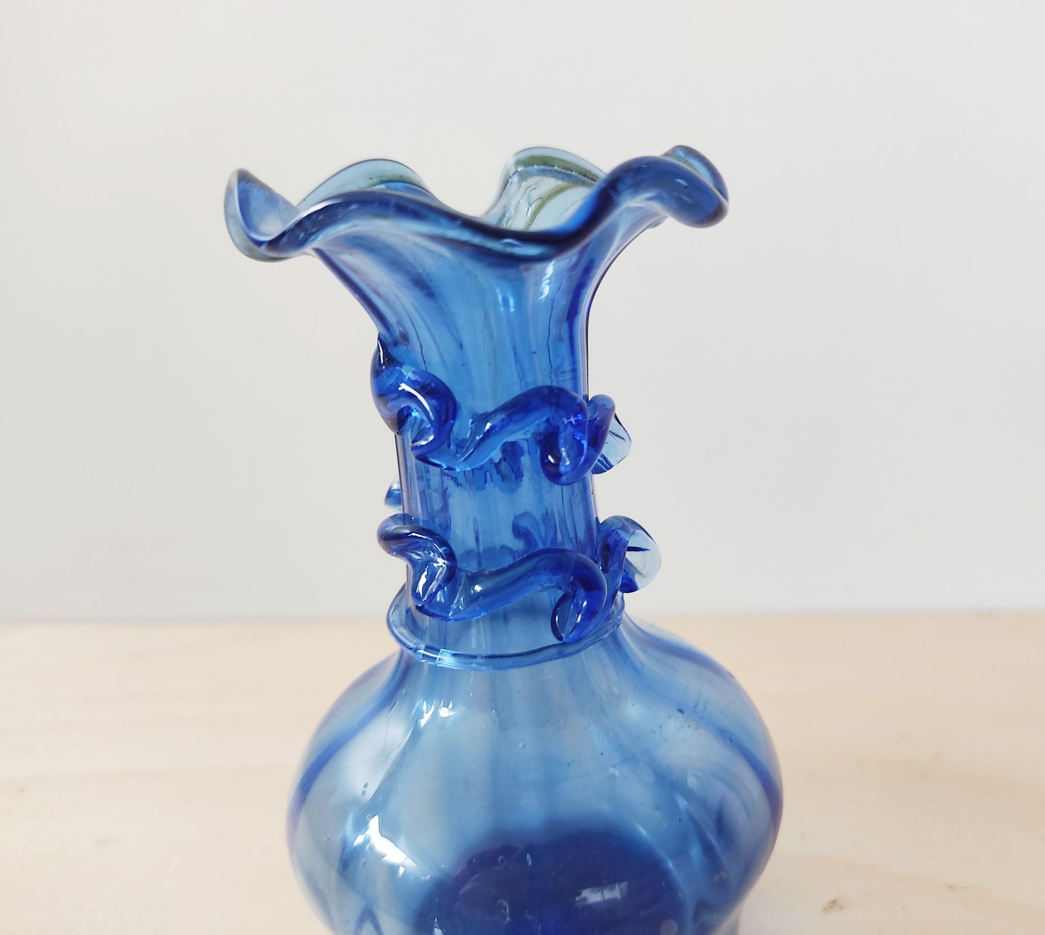 Vase in blown blue glass