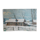 Oil on wood panel - snowscape G. Moses