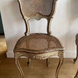 2 caned chairs in Louis XV Regency style