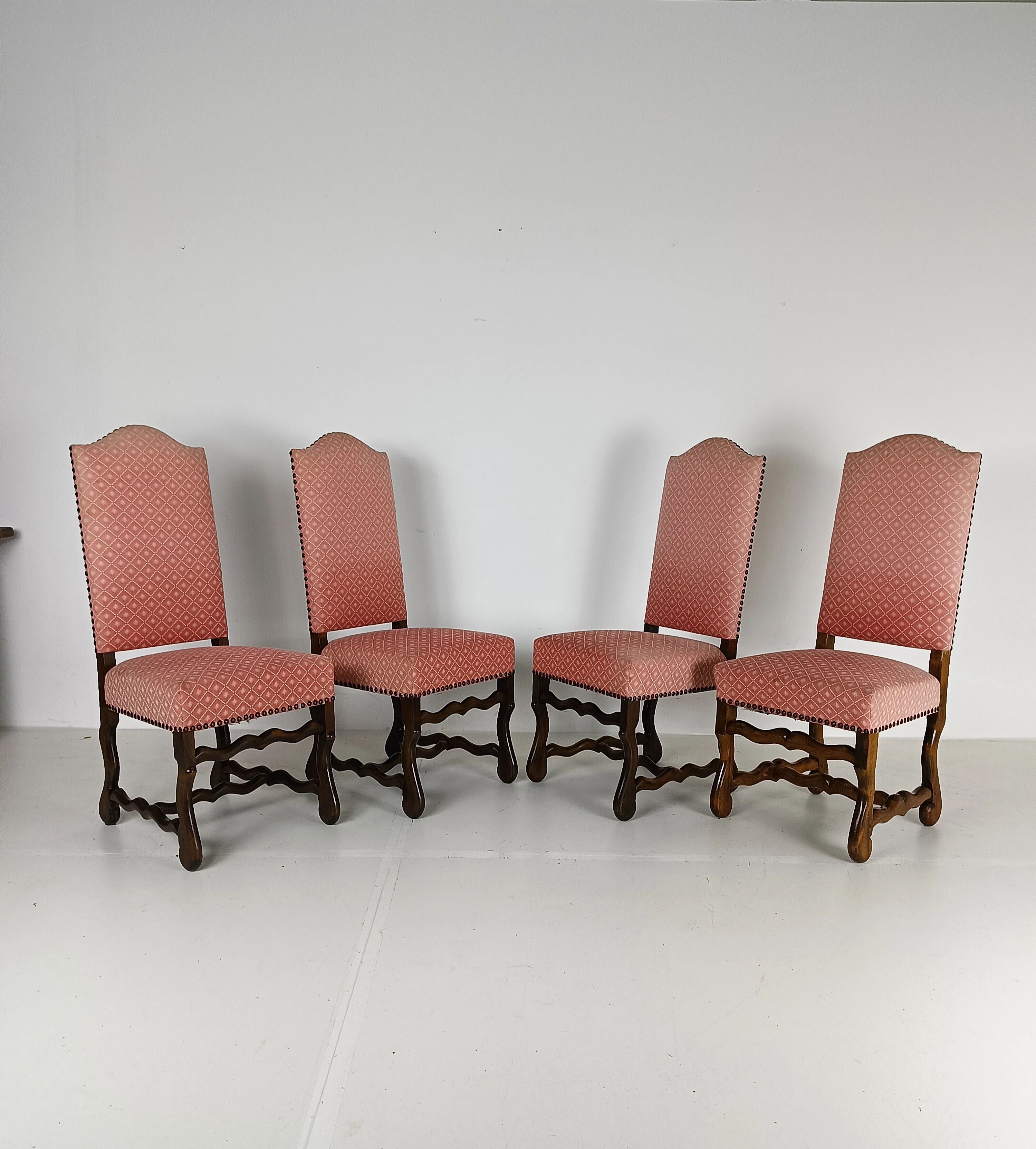 Beech Os De Mouton tapestry chairs (set of 4)