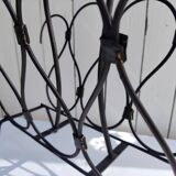 Metal and leather magazine rack, attributed to Jacques Adnet, vintage