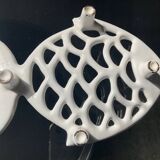 Vintage fish soap dish in enameled cast iron