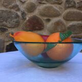 Antique bubbled blown glass salad bowl