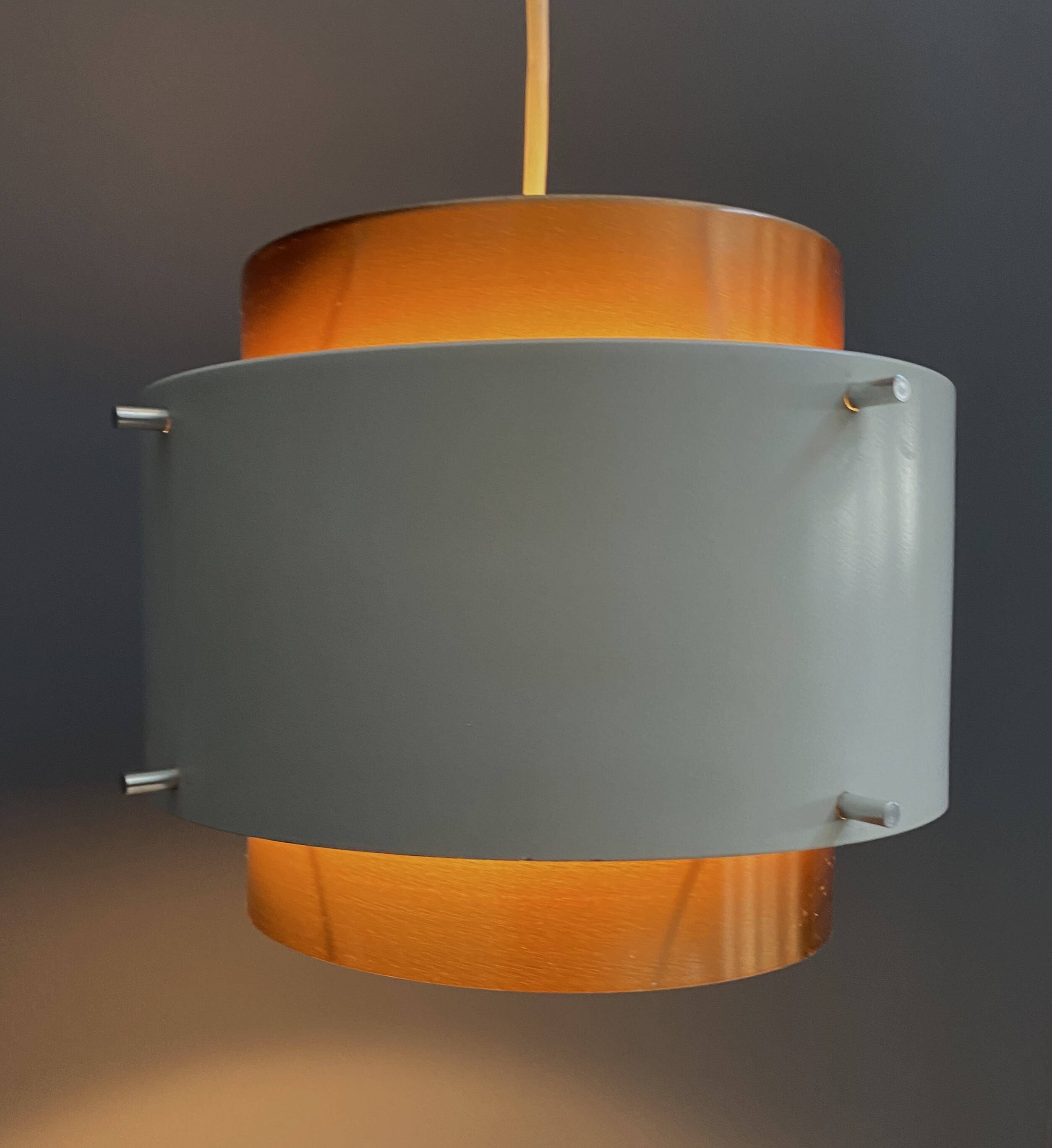 Metal, white and brass color pendant lamp by VEB 1960s