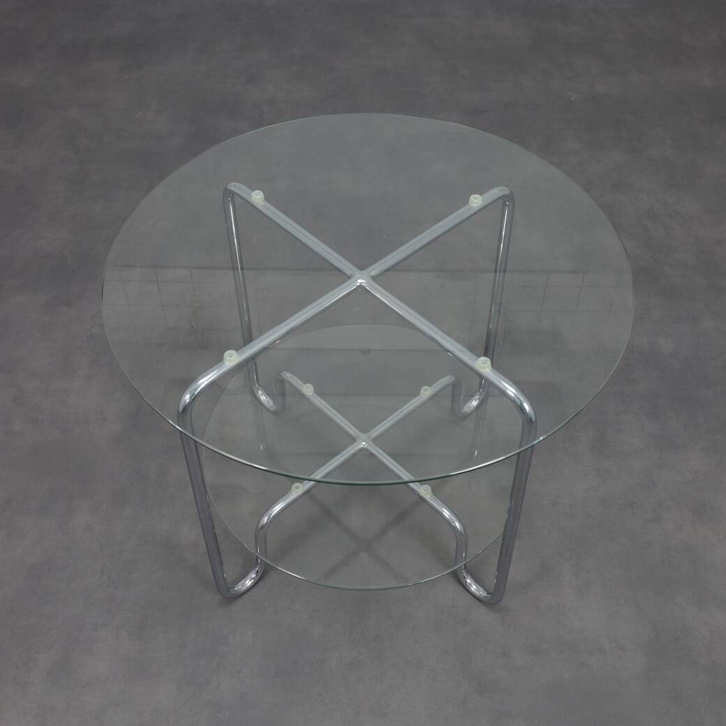 Tubular frame coffee table in Bauhaus style, 1980s