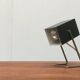 Mid-century German cube table lamp by Kaiser Idell Leuchten.
