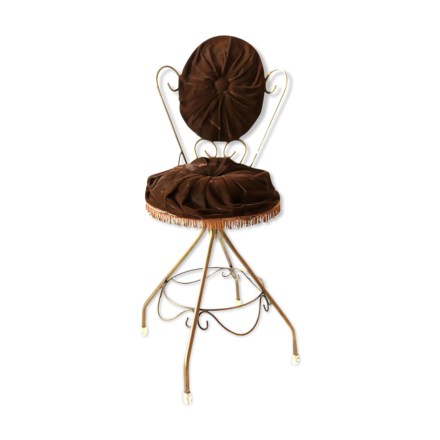 Vintage chocolate brown velvet chair 1960