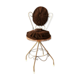 Vintage chocolate brown velvet chair 1960