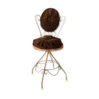Vintage chocolate brown velvet chair 1960