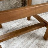 Solid elm and leather stool Maison Regain
