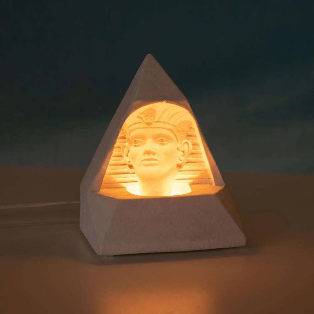 Egyptian stone table lamp, vintage 70s/80s mood lamp.
