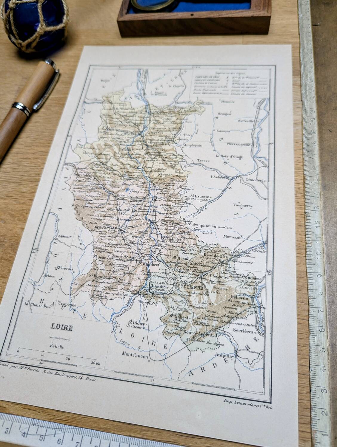 Carte de la Loire, imprimée en 1889.
