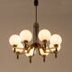 Italian mid-century chandelier in brass and teak, 1960s